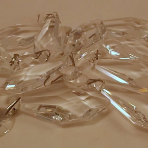 Vintage Chandelier Crystals, Clear Glass, 2&quot; Pointed Drop Glass Crystal with 1/2&#39;&#39; Octagon Crystal, 10 Pieces