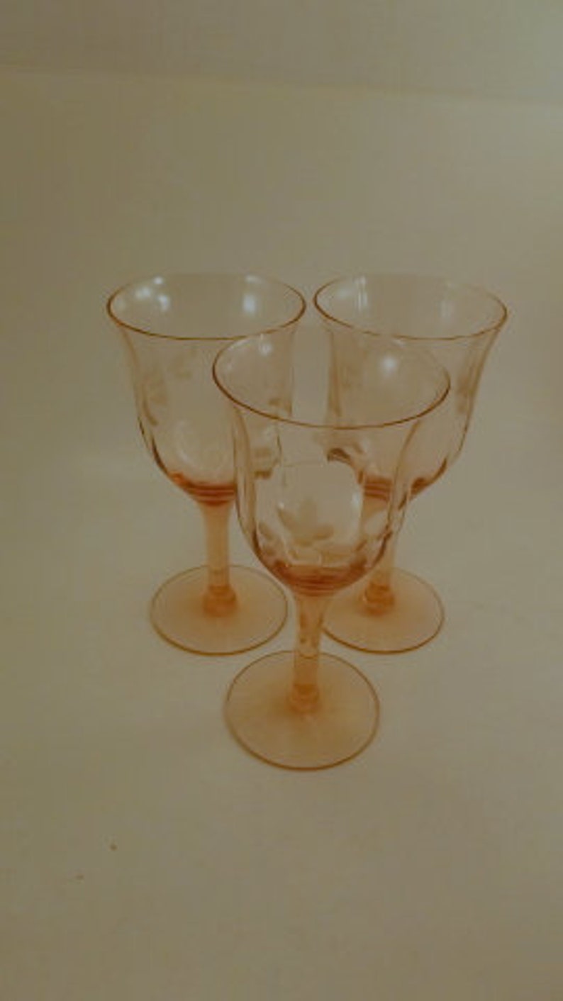 Vintage Goblets Pink Depression Glass Stemware Pink Wine Etsy