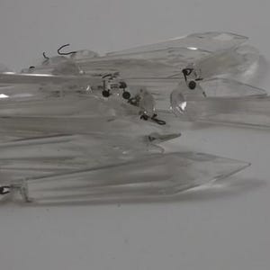 Vintage Chandelier Crystals, 2 7/8” Clear Glass Icicle Crystal with 1/2’&#39; Octagon, Icicle Prisms, 3 1/2&#39;&#39; total, 12 Pieces