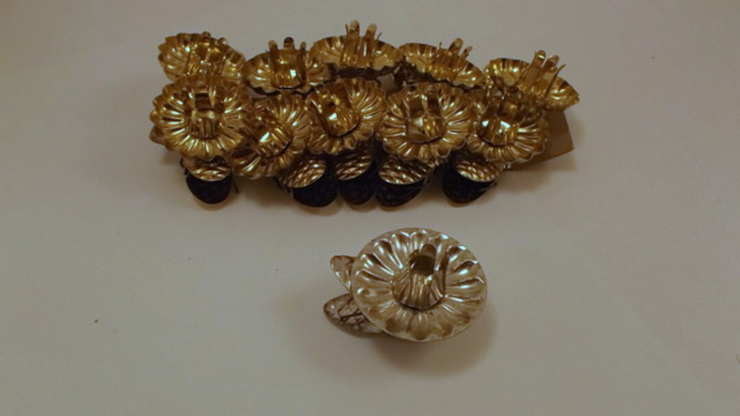 Vintage Christmas Tree Candle Clips, Metal Clips, Craft Idea, 10 Gold