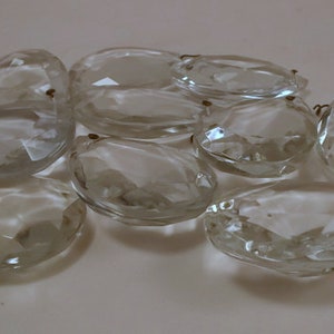 Vintage Chandelier Crystals, 2" Teardrop Glass Crystal, Faceted Prisms, 10 Pieces