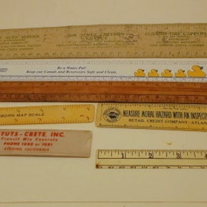 Vintage Rulers, 7 Pieces Rulers Assortment, Metal, Plastic and Wood