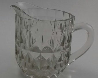 Vintage Pitcher, Heavy Clear Pressed Glass Pitcher, Small 4.25'' Pitcher