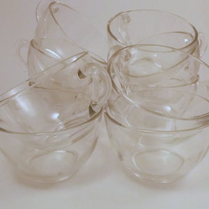 Vintage Punch Cups, Clear Glass Punch Cups, Snack Set Cups, 10 Pieces, 3 5/8&#39;&#39; across 2 1/4&#39;&#39; tall