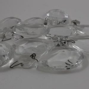 Vintage Chandelier Crystals, 2&#39;’ Teardrop Glass Crystal with 1/2&#39;&#39; Octagon, Faceted Prisms, 2 3/4&#39;&#39; total, 10 Pieces
