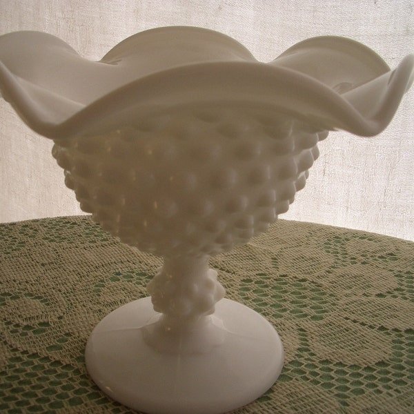 Vintage Milk Glass Compote Imperial Glass Hobnail
