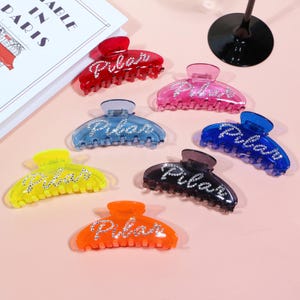 Custom Hair Claw, Rhinestone Customized Name Claw Clip, Personalized Hair Claw Clip, Custom Name Bridesmaid Wedding Gift Hair Accessories