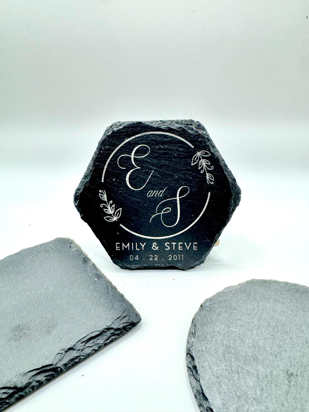 Custom Engraved Slate Coaster Set: Personalized Wedding, Anniversary ...