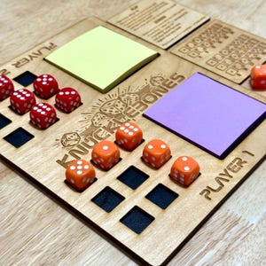 Handcrafted Wooden Knucklebones Dice Game Board – Inspired by Cult of the Lamb – 2 Player Strategy Game – Baltic Birch Tabletop Gift