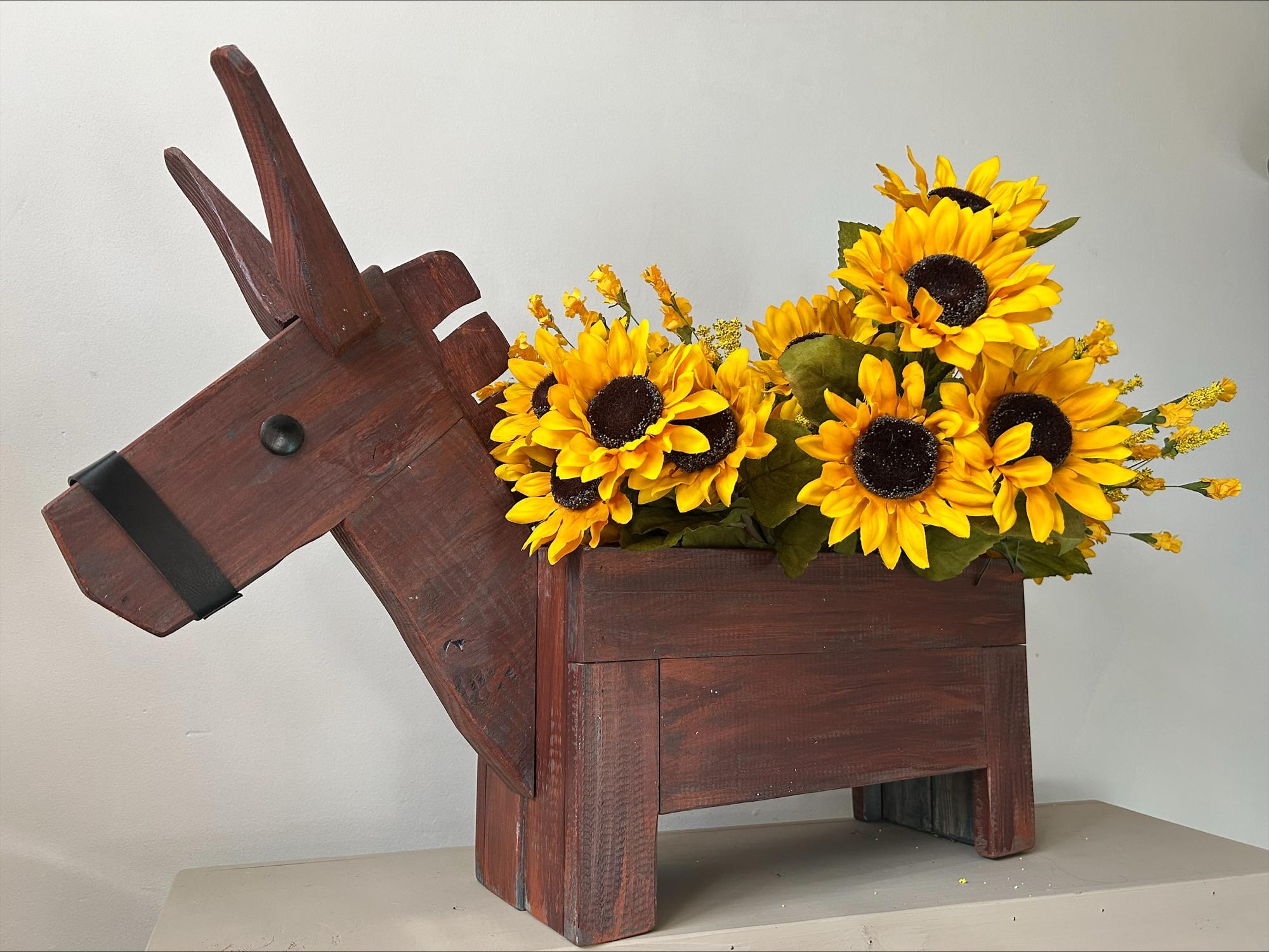 The Knotty & Nice Painted Pine Donkey Planter – Rustic Garden and Wall ...