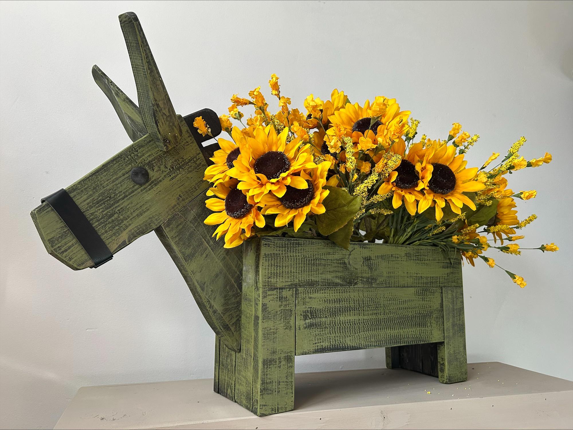 The Knotty & Nice Painted Pine Donkey Planter – Rustic Garden and Wall ...