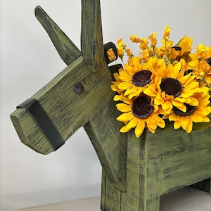 The Knotty & Nice Painted Pine Donkey Planter – Rustic Garden and Wall Decor