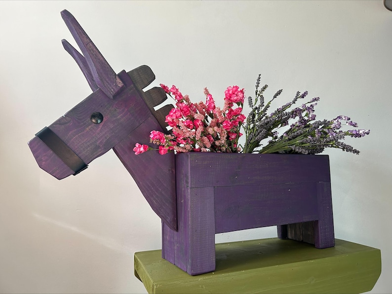 The Knotty & Nice Painted Pine Donkey Planter – Rustic Garden and Wall ...