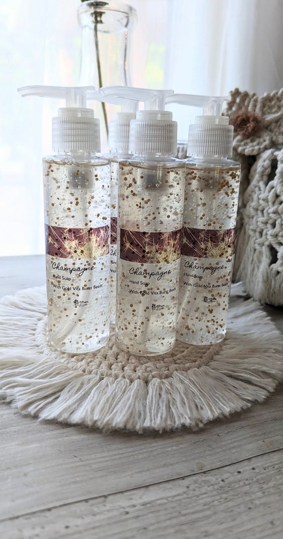 Champagne Bubbly Hand Soap W Gold Vita Burst Beads Great