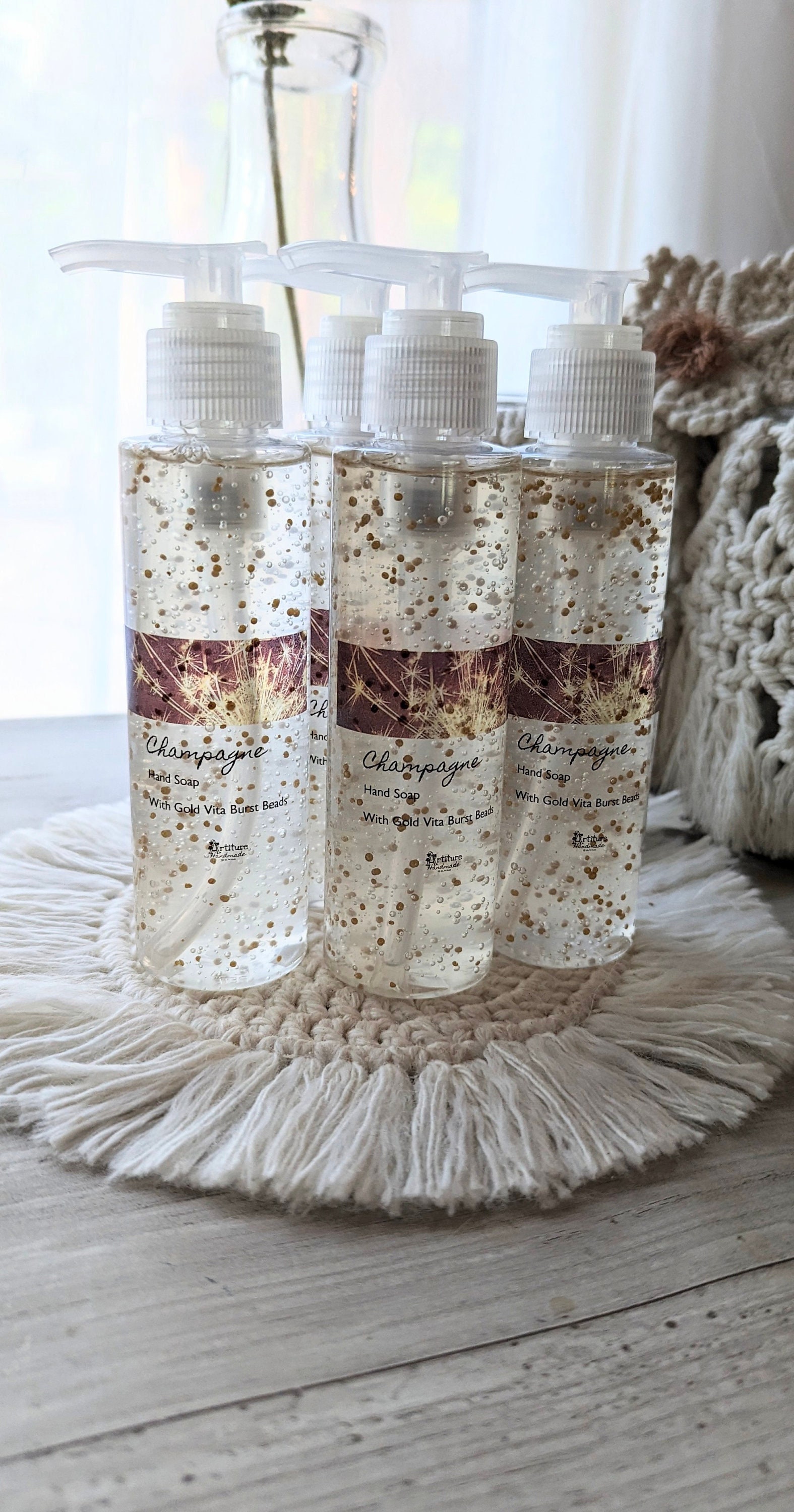 Champagne Bubbly Hand Soap W Gold Vita Burst Beads Great