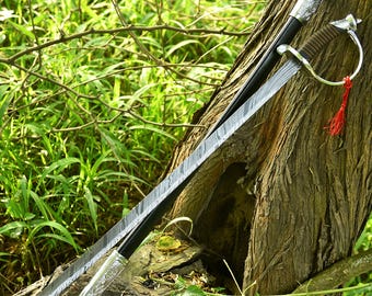 Espada vikinga de acero de Damasco hecha a mano con vaina de madera, réplica de espada para cosplay, regalo personalizado
