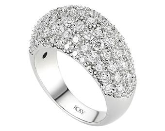 Wide 14K White Gold Ring with 81 Round Lab-Grown Diamonds – 2.50 ct Total