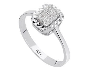 Lab-Grown Diamond Pavé Ring in 14K White Gold – Geometric Modern Design