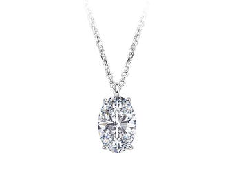 Oval Solitaire Pendant with 0.70 ct Lab-Grown Diamond in 14K Gold – Elegant Necklace
