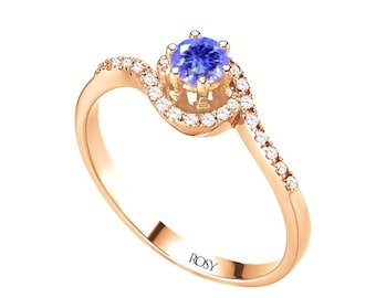 14K Rose Gold Tanzanite Ring with Lab-Grown Diamonds – 0.39 ct