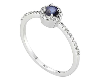Sapphire and Diamond 14K White Gold Engagement Ring