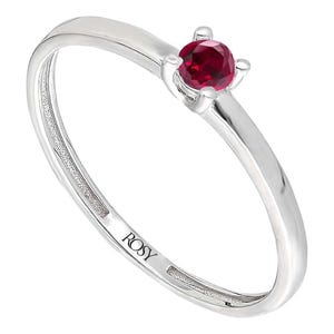 Rubin Solitaire Ring - Löftesring i 14 karat vitt guld