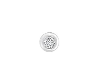 Men’s Lab-Grown Diamond Stud Earring in 14K White Gold – Bezel Setting