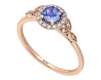 14K Rose Gold Tanzanite Ring with Lab-Grown Diamonds – 0.66 ct