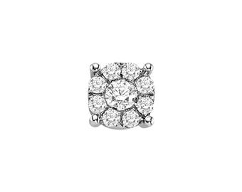 Lab-Grown Diamond Men’s Solitaire Look Stud Earring in 8K White Gold – 9 Stones, 0.30ct Each