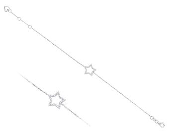 Star Bracelet with 30 Lab-Grown Diamonds in 18K White Gold – Delicate Dainty Jewelry