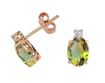 Zultanite & Diamond 14K Rose Gold Stud Earrings