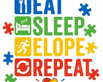 Autisme, png | Eten, slapen, weglopen, herhalen | Digitale download