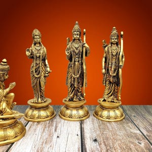Brass Ram Darbar Idol Set, Lord Rama Sita Statue, Ram Lakshman Hanuman Idol, Traditional Ram Darbar Brass, Antique Hindu Deity Set,