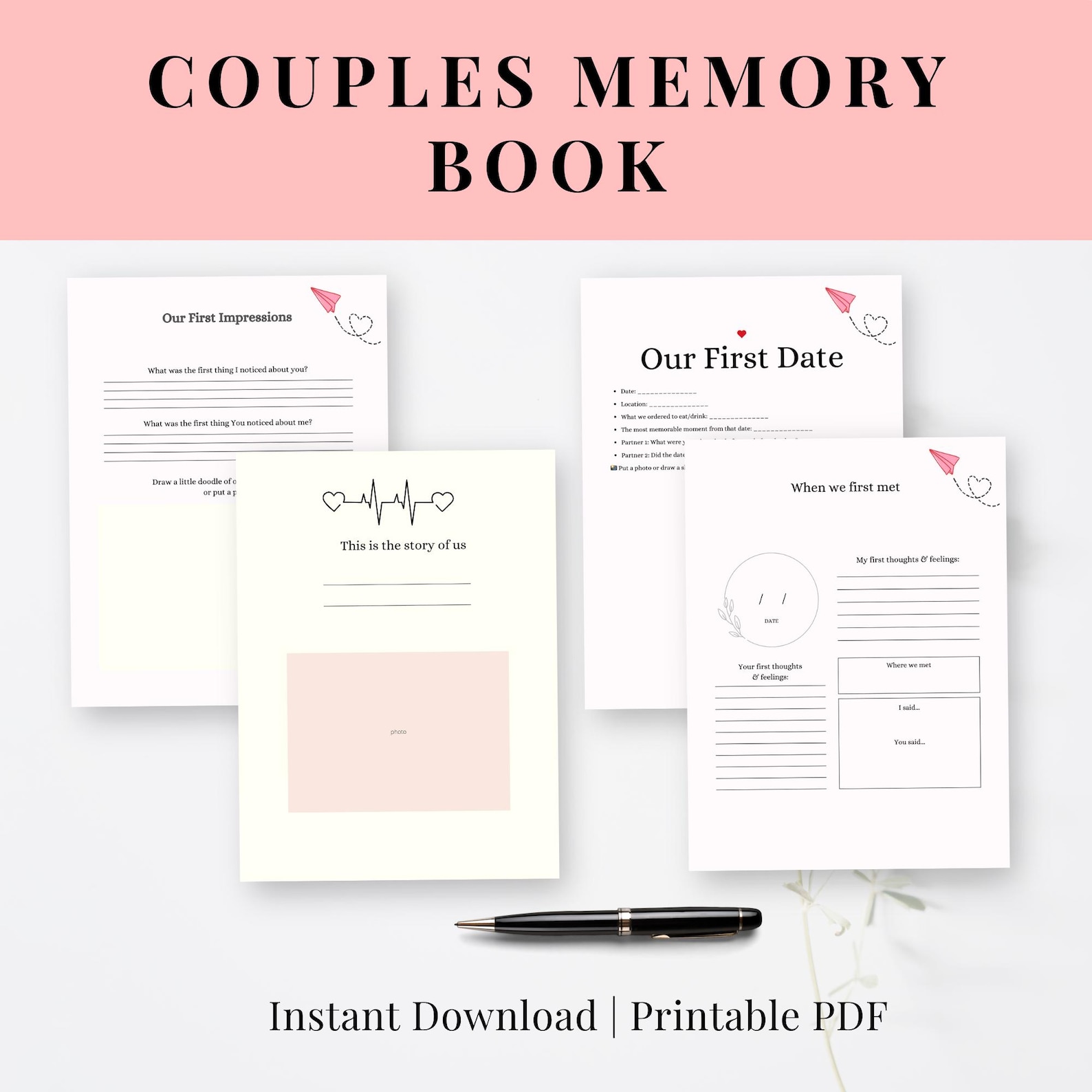 Couples Memory Book Printable | Relationship Scrapbook Journal for ...