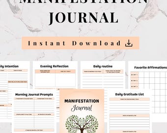 Manifestation Journal PDF for Daily Positive Affirmations, Goal Setting, Law of Attraction Practice, Mindfulness & Dream Visualization