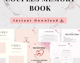 Couples Memory Book Printable | Relationship Scrapbook Journal for Partners | Fill-In Prompts for Shared Memories, Love Notes & Milestones