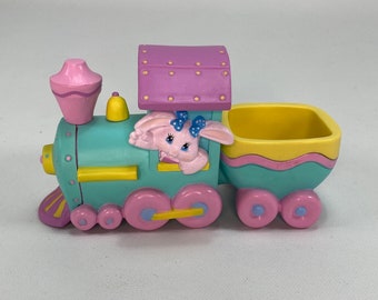 Vintage 90s Easter Eggspress Figurine Treat Easter Train | Kids Plastic Pastel Rabbit Train | Crayola Bunny Candy Cotton Tail | Easter Treat