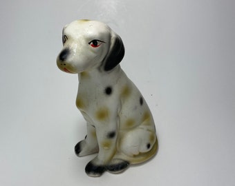 Vintage 50s Mid Century Ceramic Dog | Labrador | Slip Cast Figurine | Spotted Dog | Hand Painted | 7" Tall Dog | Home Decor | Collectible