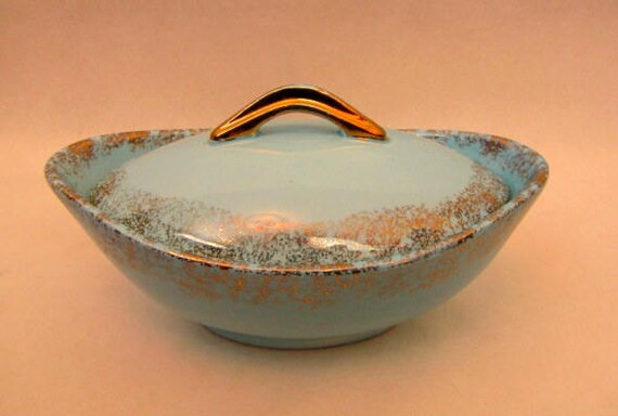 Blue Candy Nut Dish and Holder-Jam or sugar bowl 1960/'s decor