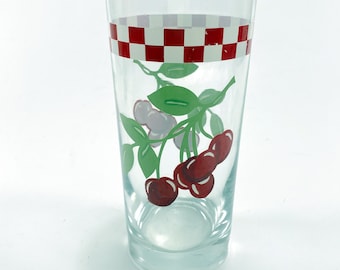 Anchor Hocking Cherries Gingham Check Trim Drinking Glass Tumbler Replacement