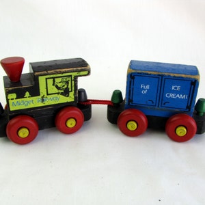 Vintage 1970s Wooden Train From Mattel 2 Piece Set
