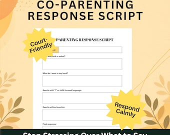 Co-Parenting Response Scripts, High Conflict Communication Worksheet Printable