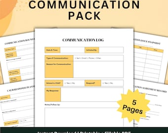 High Conflict Communication Pack, Co-Parenting Message Logs and Printables