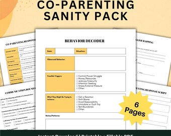 Co Parenting Support Pack PDF, Printable Boundaries and Response Tools for Moms