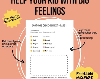 Co-Parenting Big Feelings Worksheet | Printable Kids’ Emotional Processing Sheet with Tips