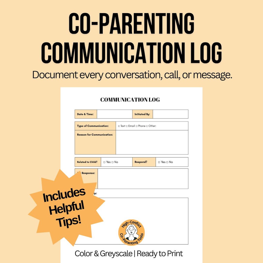 Co-parenting Communication Log | Printable Tracker for Calls, Messages ...