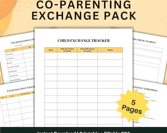 Child Exchange Tracker Pack, Co-Parenting Pickup and Drop-Off Printables