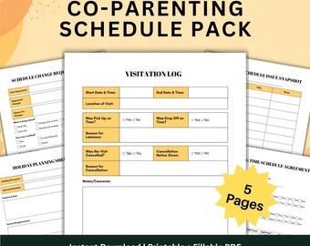 Co Parenting Visitation and Schedule Pack PDF, Parenting Time Organizer Printable