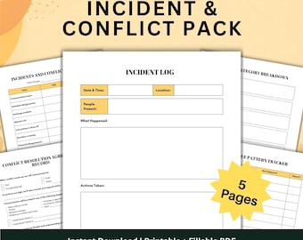 Co Parenting Issues and Conflict Pack Printable, Incident Log Tracker PDF
