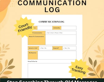 Co-Parenting Communication Log, Printable Message and Conversation Tracker